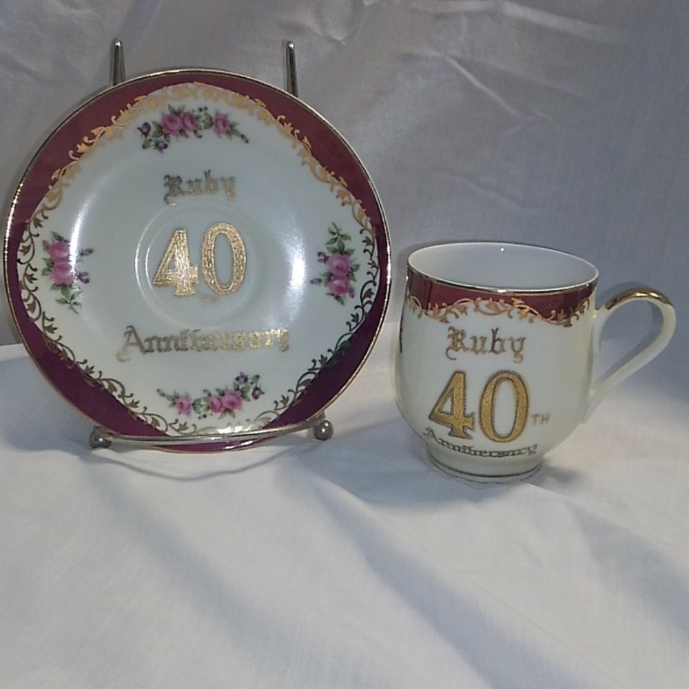 Norcrest 40th Anniversary Teacup, saucer, plate